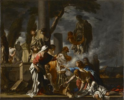 Le roi Salomon sacrifiant aux idoles, vers 1640 - Sébastien Bourdon